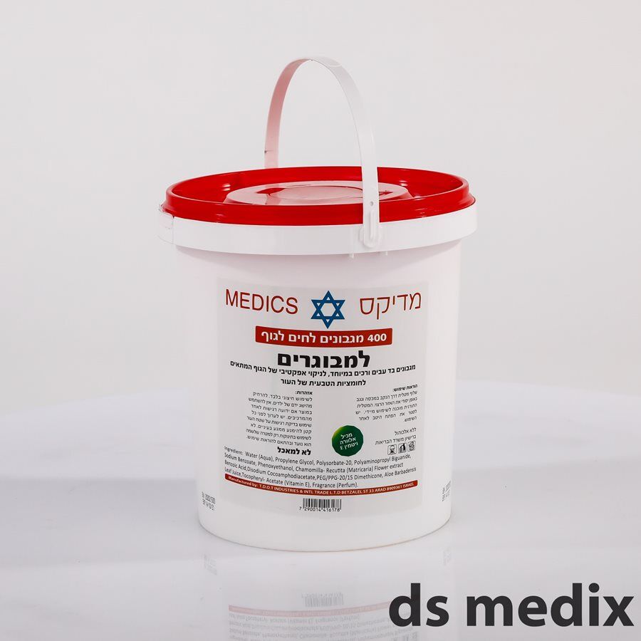 דלי עם מגבונים לגוף 400 י"ח גדול במיוחד